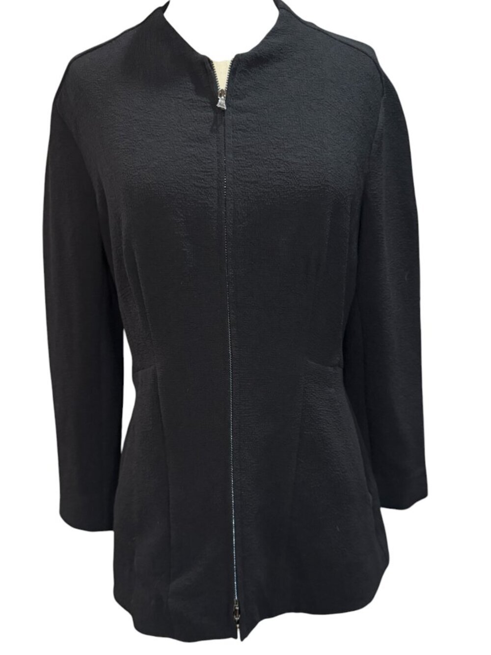 MM.LaFleur The Higgins Jacket Staccato Black Textured Zip Blazer Medium - Picture 2 of 7